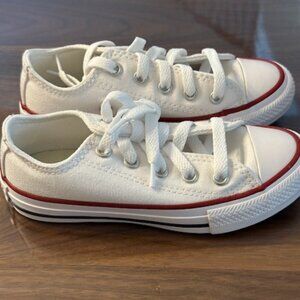 Converse Kids White Canvas Sneakers with Red Trim